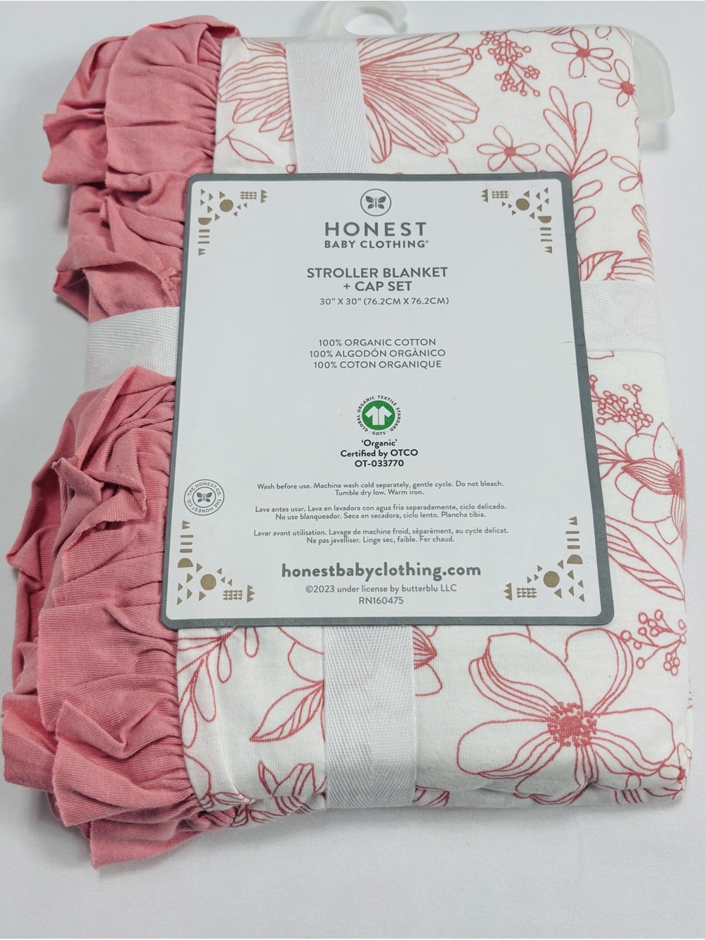 Honest Baby Stroller Blanket & Cap Set - Pink Floral